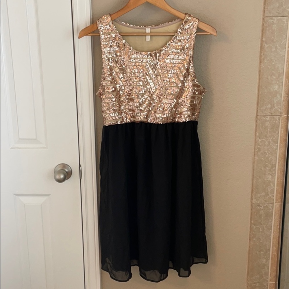 Pink Blush Black Sequin Chiffon Dress Maternity